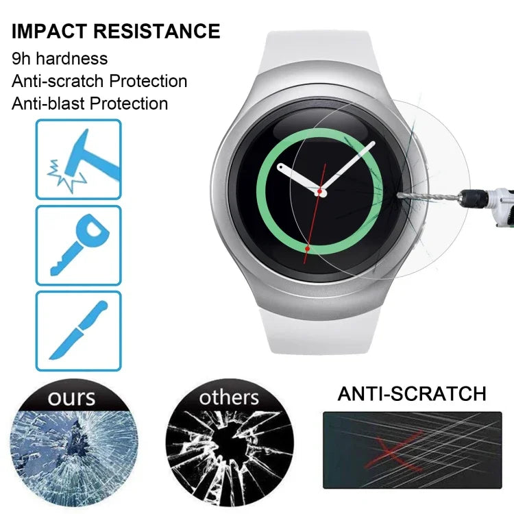 2 miếng phim kính cường lực chống nổ ENKAY Hat-Prince cho Samsung Gear S2 Smart Watch, độ cứng bề mặt 9H 0.2mm, cong 2.15D
