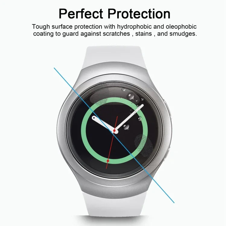 2 miếng phim kính cường lực chống nổ ENKAY Hat-Prince cho Samsung Gear S2 Smart Watch, độ cứng bề mặt 9H 0.2mm, cong 2.15D