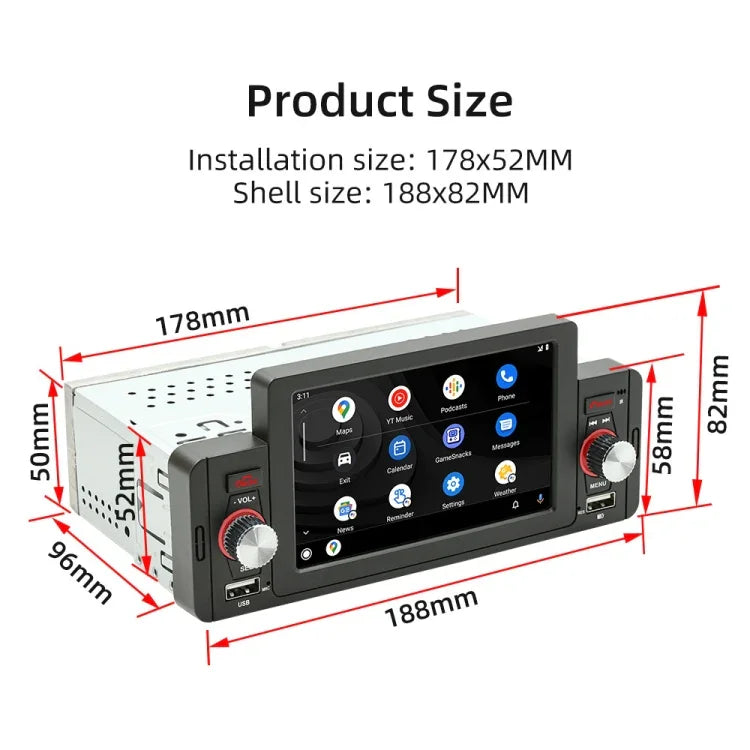 Máy nghe nhạc MP5 không dây xe hơi 5 inch M160W hỗ trợ kết nối phản chiếu điện thoại / điều khiển vô lăng, M160W