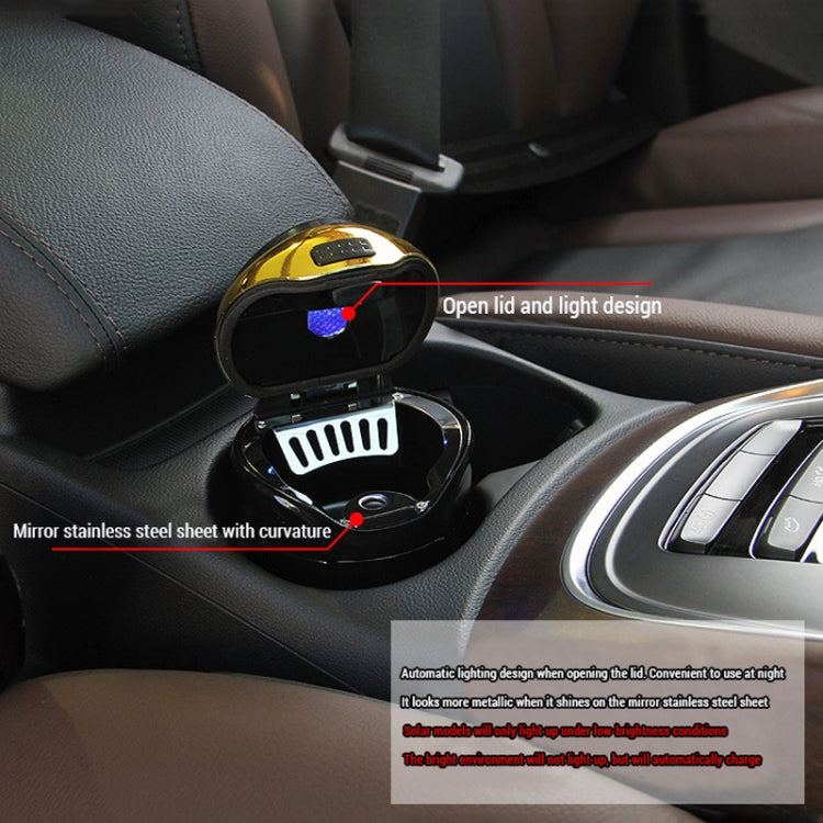 N12B Car Creative Ashtray Solar Power With Light And Cover Car Supplies, N12B