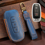 For Nissan Teana / Ariya 3-button Horn Hallmo Car Cowhide Leather Key Protective Cover Key Case, 3-button Horn