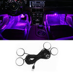 Car 4 in 1 USB RGB Foot LED Atmosphere Light, White Light, Ice Blue Light, Pink Light