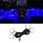 Car 4 in 1 USB RGB Foot LED Atmosphere Light, White Light, Ice Blue Light, Pink Light
