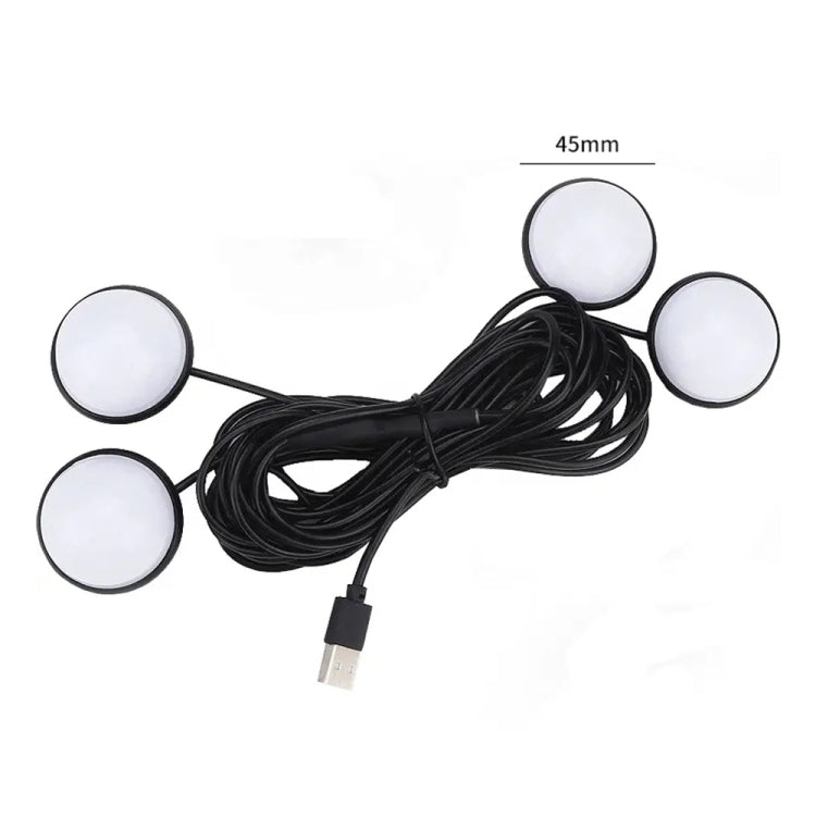 Car 4 in 1 USB RGB Foot LED Atmosphere Light, White Light, Ice Blue Light, Pink Light
