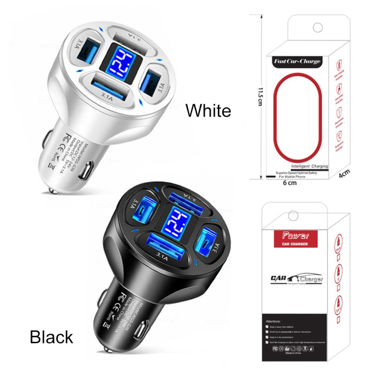 WGS-G36 3.1A 4 in 1 Digital Display Car Charger with Voltmeter, WGS-G36