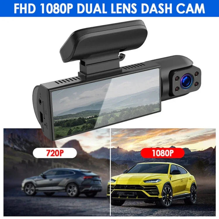 Máy ghi hình lái xe 3.16 inch 1080P HD có tầm nhìn ban đêm với ống kính kép trước và trong xe, Ống kính kép trước và trong xe