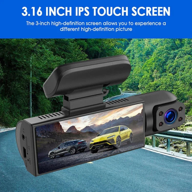 Máy ghi hình lái xe 3.16 inch 1080P HD có tầm nhìn ban đêm với ống kính kép trước và trong xe, Ống kính kép trước và trong xe