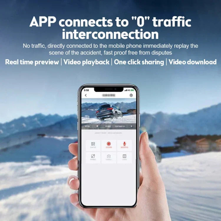 Máy ghi hình lái xe WiFi 1080P HD cho ô tô, Hỗ trợ kết nối APP di động & ghi vòng lặp tự động, Máy ghi hình lái xe WiFi cho ô tô