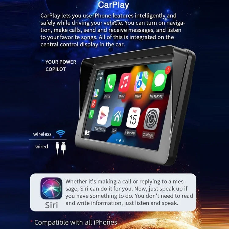 B5300 7 inch Wireless CarPlay Car Bluetooth MP5 Player, Support Mobile Phone Interconnection with Remote Control, B5300 with Remote Control