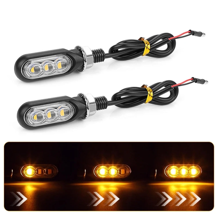 2pcs 12V 3LEDs Motorcycle Mini Water Turn Signal Light, 3LEDs (Black), 3LEDs (Transparent), 3LEDs (Yellow)