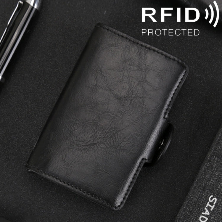 X-7 Ví da nhôm đa chức năng chống từ RFID họa tiết da ngựa điên