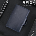 X-7 Ví da nhôm đa chức năng chống từ RFID họa tiết da ngựa điên