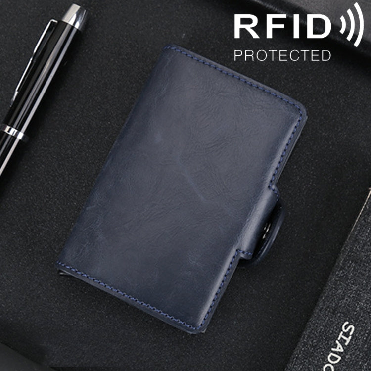 X-7 Ví da nhôm đa chức năng chống từ RFID họa tiết da ngựa điên