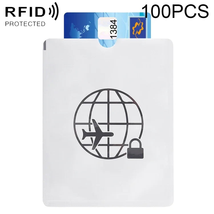 100 cái Bao chống trộm RFID bằng giấy bạc nhôm bảo vệ hộ chiếu sổ tiết kiệm, Kích thước: 13.5*10.5cm, Họa tiết máy bay 100 cái