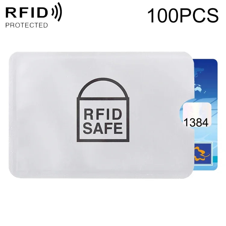 100 cái bao chống trộm RFID bằng giấy bạc nhôm bảo vệ thẻ, kích thước: 9.1*6.3cm, RFID SAFE 100 cái