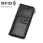 Ví da bò gập dài chống từ RFID cho nữ 3520, có ngăn thẻ, 3520 Đỏ, 3520 Nâu vàng, 3520 Đen, 3520 Cà phê, 3520 Xanh