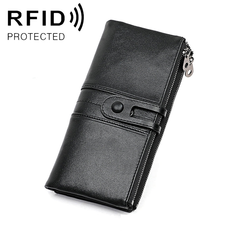 Ví da bò gập dài chống từ RFID cho nữ 3520, có ngăn thẻ, 3520 Đỏ, 3520 Nâu vàng, 3520 Đen, 3520 Cà phê, 3520 Xanh