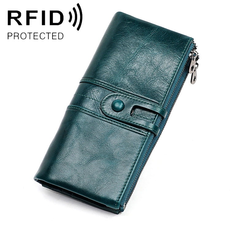 Ví da bò gập dài chống từ RFID cho nữ 3520, có ngăn thẻ, 3520 Đỏ, 3520 Nâu vàng, 3520 Đen, 3520 Cà phê, 3520 Xanh
