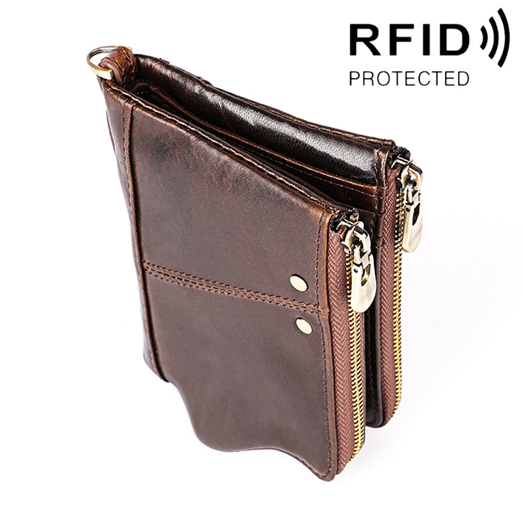 Ví bóp da bò họa tiết da ngựa điên dài 3533 chống từ RFID gập cho nam, có ngăn đựng thẻ, 3533 màu nâu vàng, 3533 màu đen, 3533 màu cà phê, 3533 màu xanh dương, 3533 màu đỏ