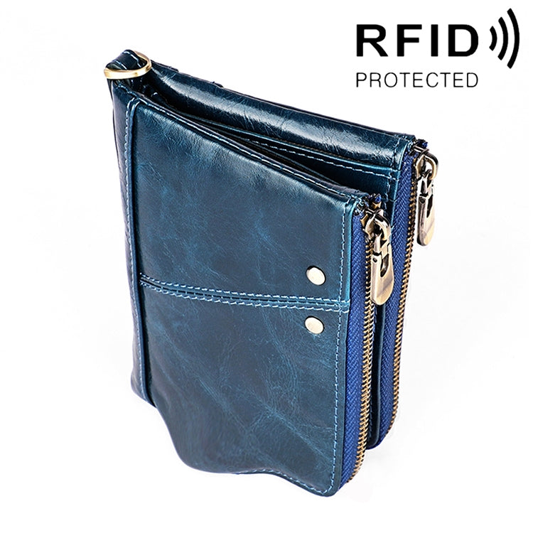 Ví bóp da bò họa tiết da ngựa điên dài 3533 chống từ RFID gập cho nam, có ngăn đựng thẻ, 3533 màu nâu vàng, 3533 màu đen, 3533 màu cà phê, 3533 màu xanh dương, 3533 màu đỏ