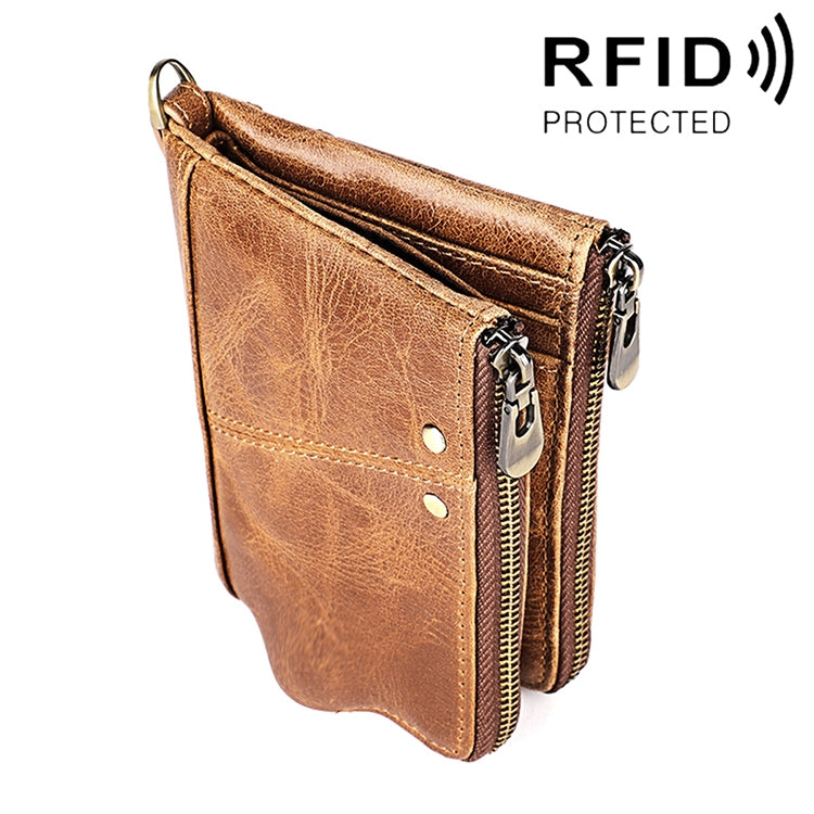 Ví bóp da bò họa tiết da ngựa điên dài 3533 chống từ RFID gập cho nam, có ngăn đựng thẻ, 3533 màu nâu vàng, 3533 màu đen, 3533 màu cà phê, 3533 màu xanh dương, 3533 màu đỏ