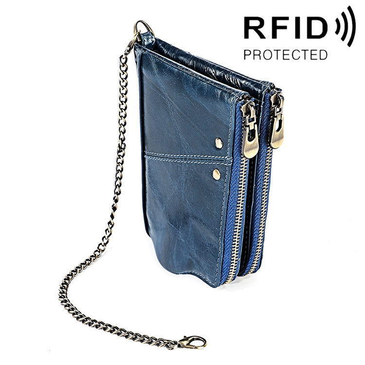 Ví da bò họa tiết Crazy Horse dài gập chống từ RFID LT3533 cho nam, có ngăn thẻ & dây đeo vai, LT3533 Nâu vàng, LT3533 Đen, LT3533 Cà phê, LT3533 Xanh, LT3533 Đỏ