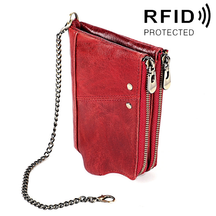Ví da bò họa tiết Crazy Horse dài gập chống từ RFID LT3533 cho nam, có ngăn thẻ & dây đeo vai, LT3533 Nâu vàng, LT3533 Đen, LT3533 Cà phê, LT3533 Xanh, LT3533 Đỏ