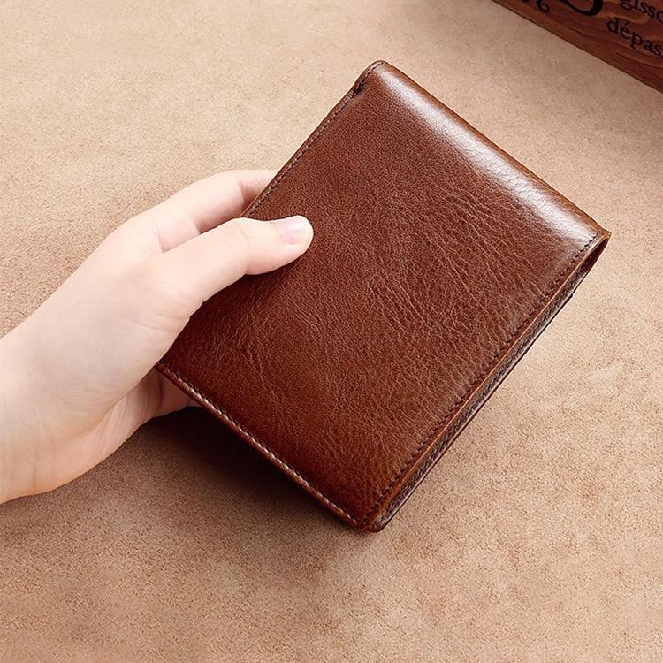 Ví da bò cổ điển 8016 nhiều ngăn đựng thẻ cho nam, có ngăn đựng thẻ tháo rời, 8016