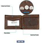 Ví cầm tay chống từ RFID da bò họa tiết Crazy Horse ngang 8020, có ngăn thẻ, màu 8020 Đen, 8020 Cà phê, 8020 Nâu vàng