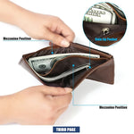Ví cầm tay chống từ RFID da bò họa tiết Crazy Horse ngang 8020, có ngăn thẻ, màu 8020 Đen, 8020 Cà phê, 8020 Nâu vàng