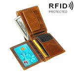 Ví cầm tay chống từ RFID da bò họa tiết Crazy Horse ngang 8020, có ngăn thẻ, màu 8020 Đen, 8020 Cà phê, 8020 Nâu vàng