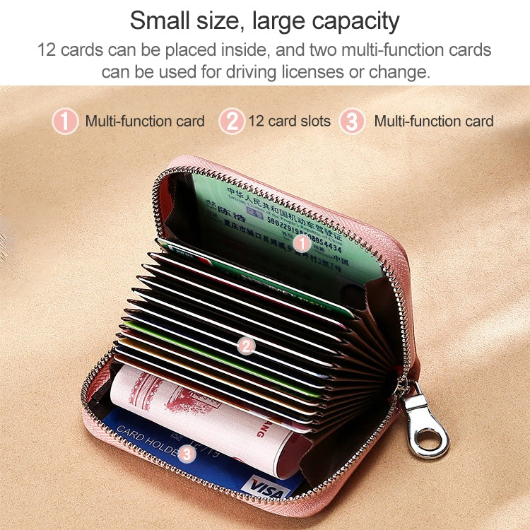 KB191 Ví da bò khóa kéo hình tổ chức nhiều ngăn thẻ chống từ RFID ví cầm tay cho nữ, các màu: tím nhạt, đỏ rượu, nâu, xanh nước, đen, xanh đậm, hồng