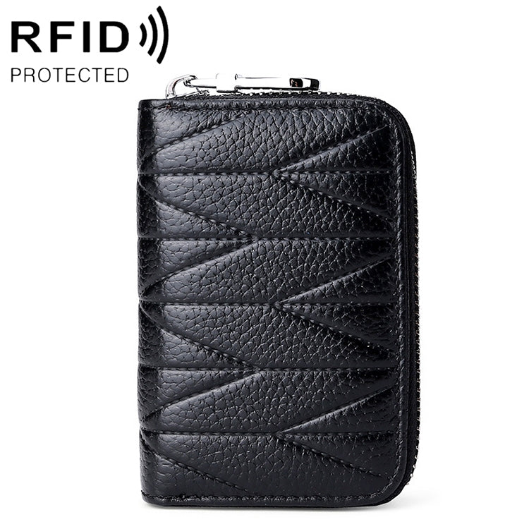 KB191 Ví da bò khóa kéo hình tổ chức nhiều ngăn thẻ chống từ RFID ví cầm tay cho nữ, các màu: tím nhạt, đỏ rượu, nâu, xanh nước, đen, xanh đậm, hồng