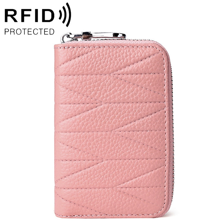 KB191 Ví da bò khóa kéo hình tổ chức nhiều ngăn thẻ chống từ RFID ví cầm tay cho nữ, các màu: tím nhạt, đỏ rượu, nâu, xanh nước, đen, xanh đậm, hồng