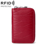 KB191 Ví da bò khóa kéo hình tổ chức nhiều ngăn thẻ chống từ RFID ví cầm tay cho nữ, các màu: tím nhạt, đỏ rượu, nâu, xanh nước, đen, xanh đậm, hồng