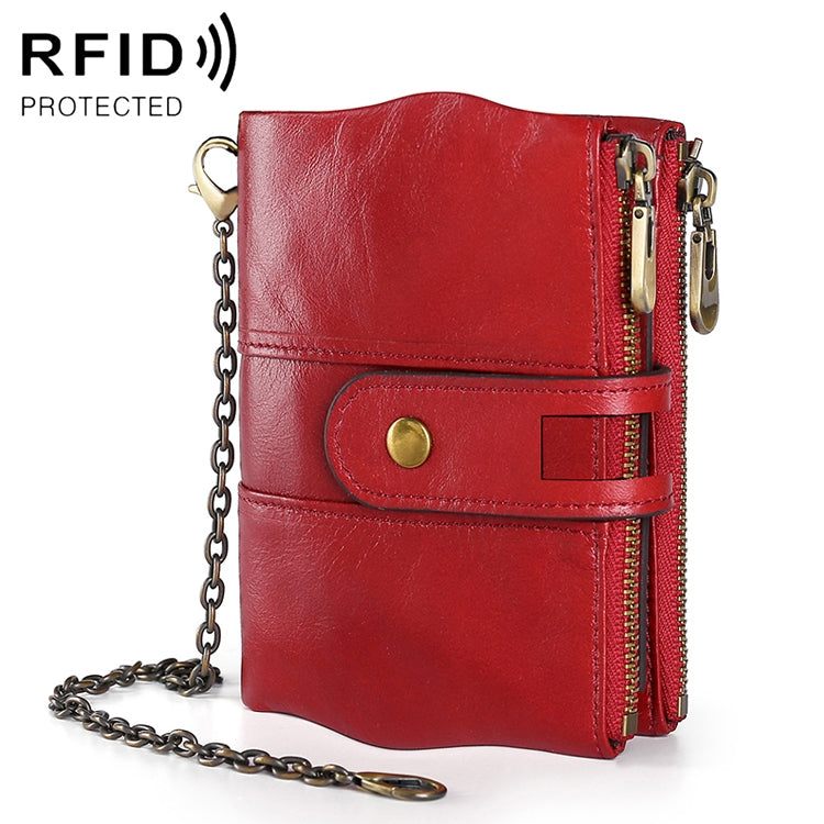 LT3539 Ví bóp da bò khóa kéo chống từ RFID cho nam, có ngăn đựng thẻ & dây đeo vai, LT3539 dây đeo vai màu xanh, LT3539 dây đeo đỏ, LT3539 màu nâu vàng