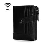 Ví da bò cổ điển đa năng TP-196 nhiều ngăn thẻ, khóa kéo đôi chống từ RFID