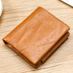 TP-191 Oil Wax Leather Multi-functional RFID Three-fold Wallet