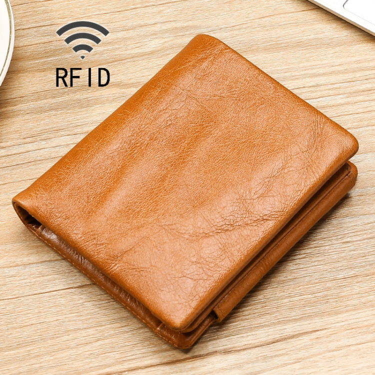 Ví da sáp dầu TP-191 đa chức năng, gập ba, chống RFID
