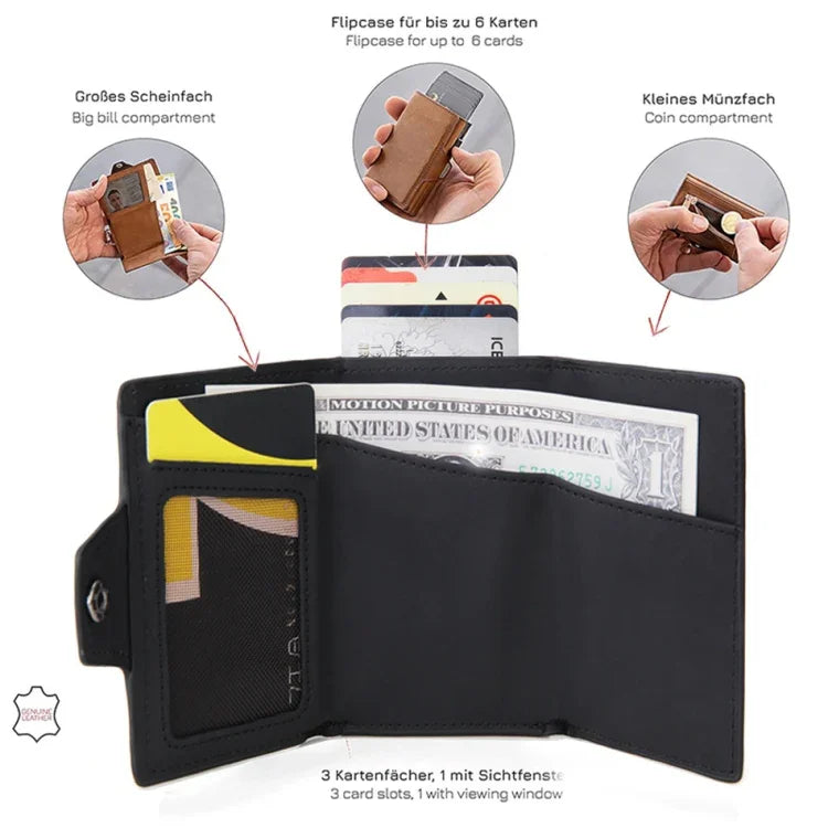 CH0727-1 Bao đựng thẻ đa năng khóa kéo sợi carbon RFID