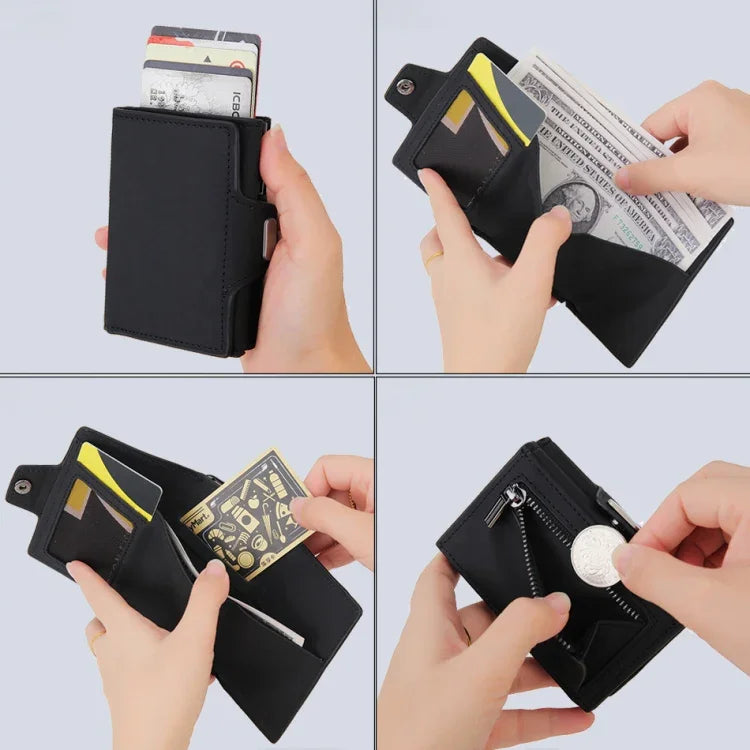 CH0727-1 Bao đựng thẻ đa năng khóa kéo sợi carbon RFID
