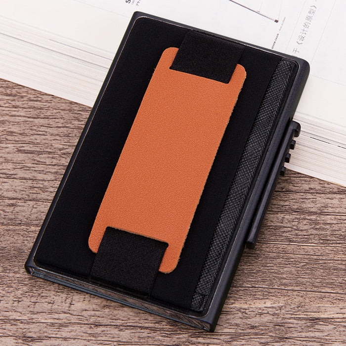 X-32C Ví túi đàn hồi nam hợp kim nhôm chống từ tính RFID chống trộm kiểu bật thẻ tự động nút xoay A dây da PU, X-32C nút xoay A màu đen, X-32C nút xoay A màu bạc