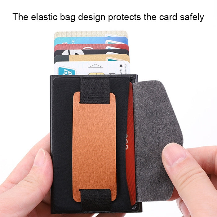 X-32C Ví túi đàn hồi nam hợp kim nhôm chống từ tính RFID chống trộm kiểu bật thẻ tự động nút xoay A dây da PU, X-32C nút xoay A màu đen, X-32C nút xoay A màu bạc