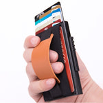 X-32C Ví túi đàn hồi nam hợp kim nhôm chống từ tính RFID chống trộm kiểu bật thẻ tự động nút xoay A dây da PU, X-32C nút xoay A màu đen, X-32C nút xoay A màu bạc