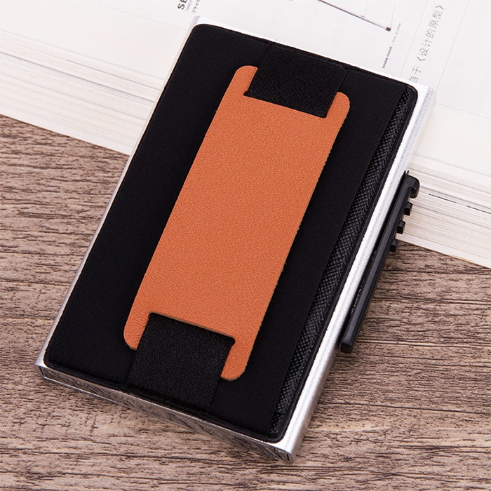 X-32C Ví túi đàn hồi nam hợp kim nhôm chống từ tính RFID chống trộm kiểu bật thẻ tự động nút xoay A dây da PU, X-32C nút xoay A màu đen, X-32C nút xoay A màu bạc