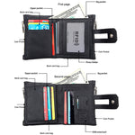 Ví đựng thẻ gấp 3 bằng da bò thật họa tiết Crazy Horse, khóa kéo, chống RFID, ví đựng tiền xu và thẻ cho nam, kích thước: 12*9,5*3,5cm