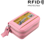 Ví đựng thẻ da bò thật hai lớp màu trơn có khóa kéo, chống RFID, ví đựng tiền xu và thẻ, có 11 ngăn đựng thẻ và ngăn đựng tiền xu, kích thước: 11*7.5*4.5cm