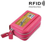 Ví đựng thẻ da bò thật hai lớp màu trơn có khóa kéo, chống RFID, ví đựng tiền xu và thẻ, có 11 ngăn đựng thẻ và ngăn đựng tiền xu, kích thước: 11*7.5*4.5cm