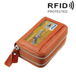 Ví đựng thẻ da bò thật hai lớp màu trơn có khóa kéo, chống RFID, ví đựng tiền xu và thẻ, có 11 ngăn đựng thẻ và ngăn đựng tiền xu, kích thước: 11*7.5*4.5cm