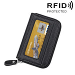 Ví đựng thẻ ngang khóa kéo màu trơn bằng da bò thật, chống RFID, hộp bảo vệ với 12 ngăn thẻ, Kích thước: 11.5*7.5cm